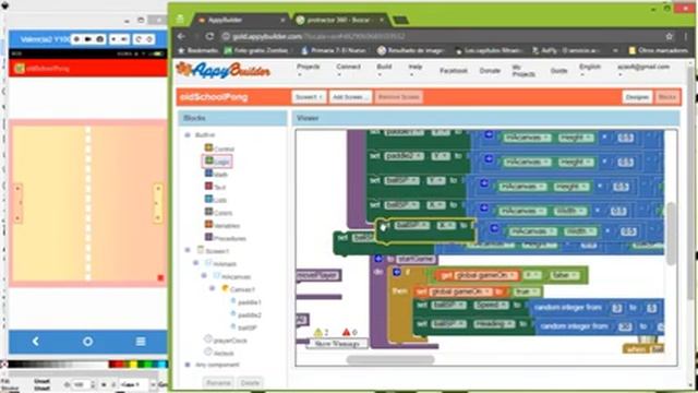 Classic Pong Game In AppyBuilder AppInventor Thunkable P01