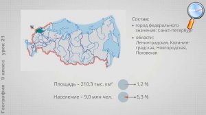 География 9 класс (Урок№21 - Географическое полож.Европейского Северо-Запада.Население и хозяйство.