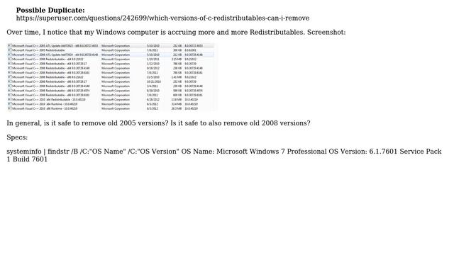 Are old Microsoft Visual C++ 2005/2008 Redistributables safe to remove? смотреть онлайн