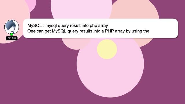 MySQL : mysql query result into php array смотреть онлайн