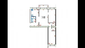 3-комнатная квартира, серия 1-447, хрущевка, линейная кв, план с точными размерами стен.