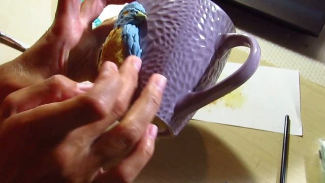 Синица-декор кружки полимерной глиной\ Bird decor mugs with polymer clay смотреть онлайн