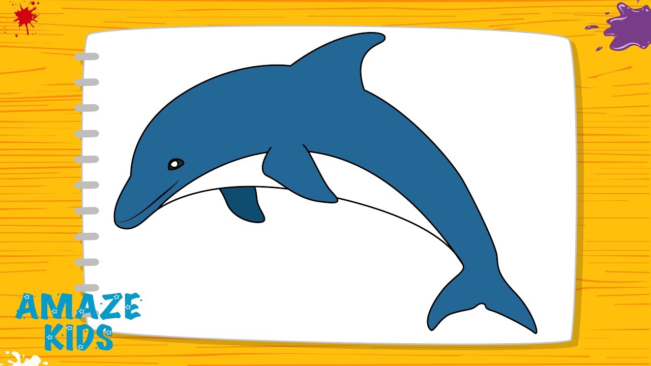 Как Нарисовать Животных Дельфина для Детей? Рисунки Своими Руками. Уроки Рисования для Начинающих смотреть онлайн
