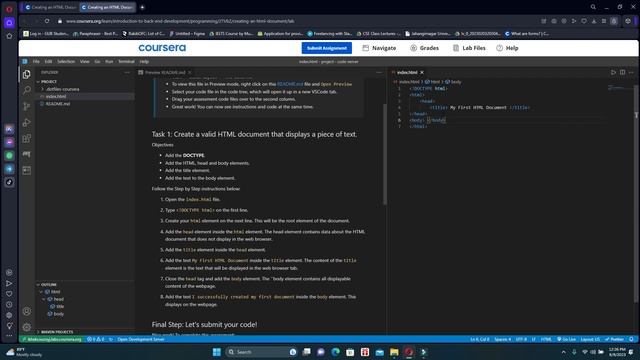 Programming Assignment: Creating an HTML Document week 2 by Coursera смотреть онлайн