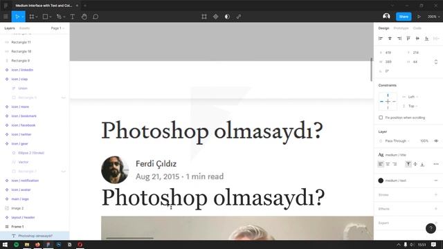 #Figma Dersleri #4: Yazı & Renk Stilleri ve Medium.com Arayüz Tasarımı смотреть онлайн