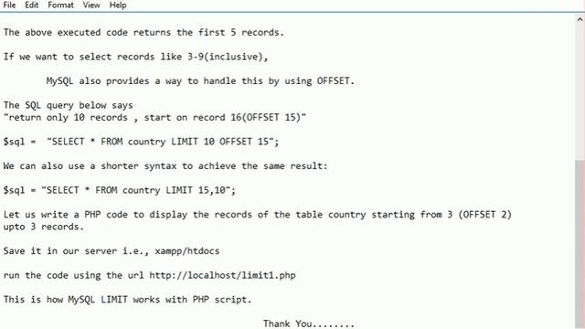 Limiting Data Selections with MySQL LIMIT Clause in PHP . смотреть онлайн