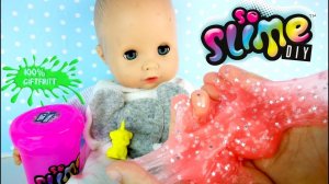Кукла Пупсик Девочка Делает Блестящий Слайм  Сюрприз Играем Игрушки Для детей