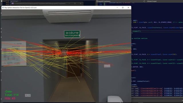 Ray casting with mouse click and ray-sphere intersection test for OpenGL 4.5.0 C++ смотреть онлайн