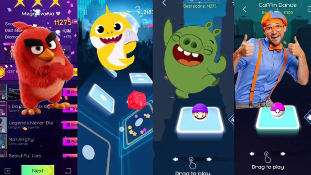 Angry Birds Vs Baby Shark Vs Big Pig Vs Blippi - Tiles Hop | Tiles Hop Tape смотреть онлайн