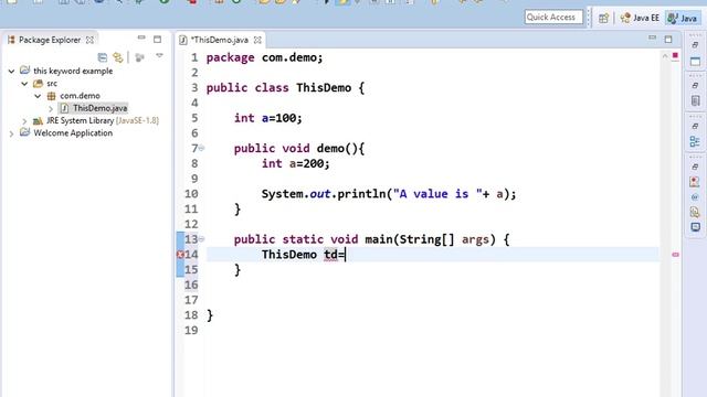 local and instance variable and this keyword смотреть онлайн