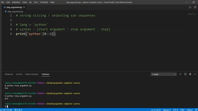 Step Argument : Python Tutorial-22 смотреть онлайн