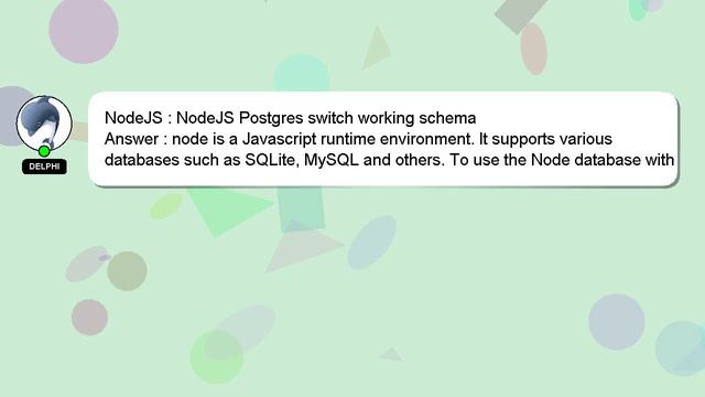 NodeJS : NodeJS Postgres switch working schema смотреть онлайн