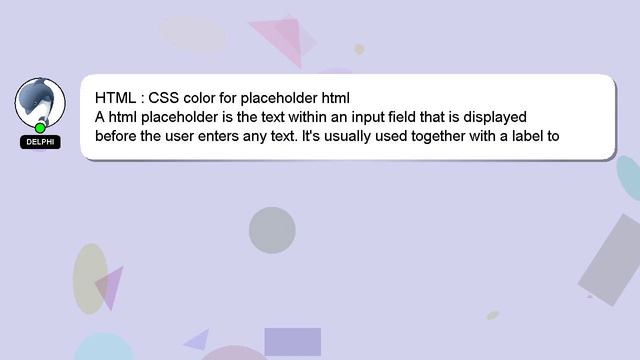 HTML : CSS color for placeholder html смотреть онлайн
