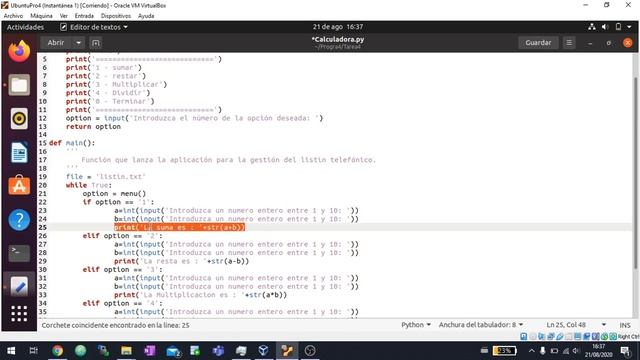 Menú de calculadora en Python utilizando Linux Ubuntu- смотреть онлайн