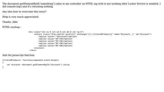 document.getElementById("something").value not working for ＜Select＞ with ＜option＞ not working... смотреть онлайн