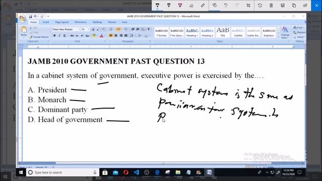 JAMB 2010 GOVERNMENT PAST QUESTION 13 CABINET смотреть онлайн