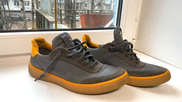 Кеды ECCO STREET TRAY M ARTICLE 504634 COLOUR 60083 серые с желтом Осень весна смотреть онлайн