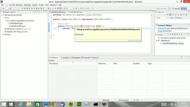 Servicio SOAP simple con CXF/Eclipse смотреть онлайн