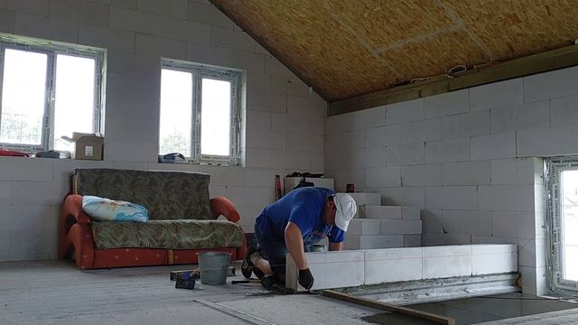 Газобетон.Кладка первого ряда. смотреть онлайн