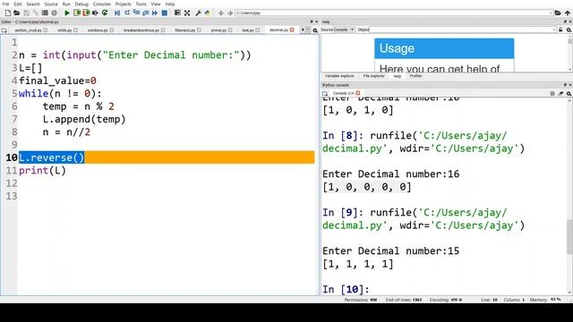 Python program for converting decimal to binary смотреть онлайн