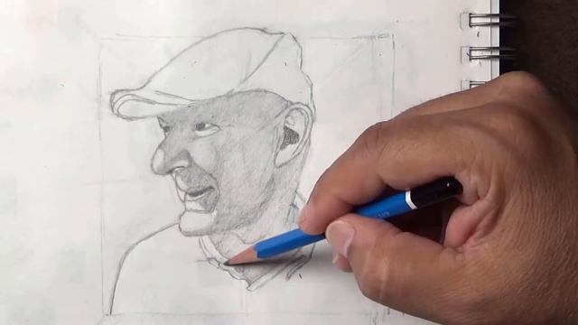 Graphite and charcoal – Man In Cap - quick study time lapse #20 смотреть онлайн
