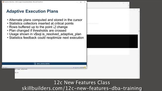 12c SQL Performance Features Adaptive Execution Plans смотреть онлайн