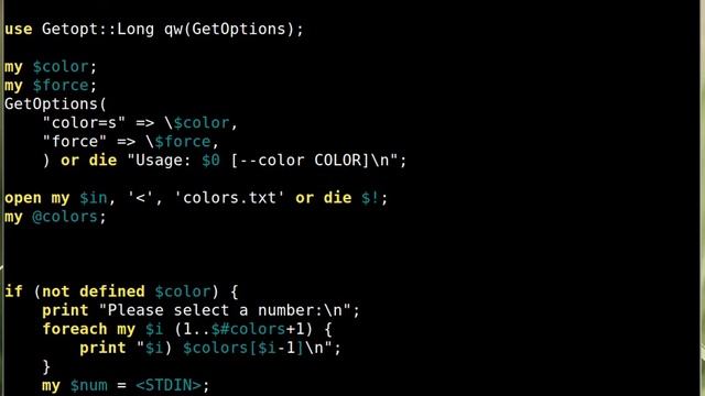 Beginner Perl Maven tutorial: 4.24 - solution improve the color selector colors.txt смотреть онлайн