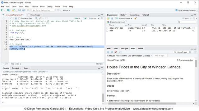 Linear Regression. Analysis of Variance ANOVA Table in R смотреть онлайн