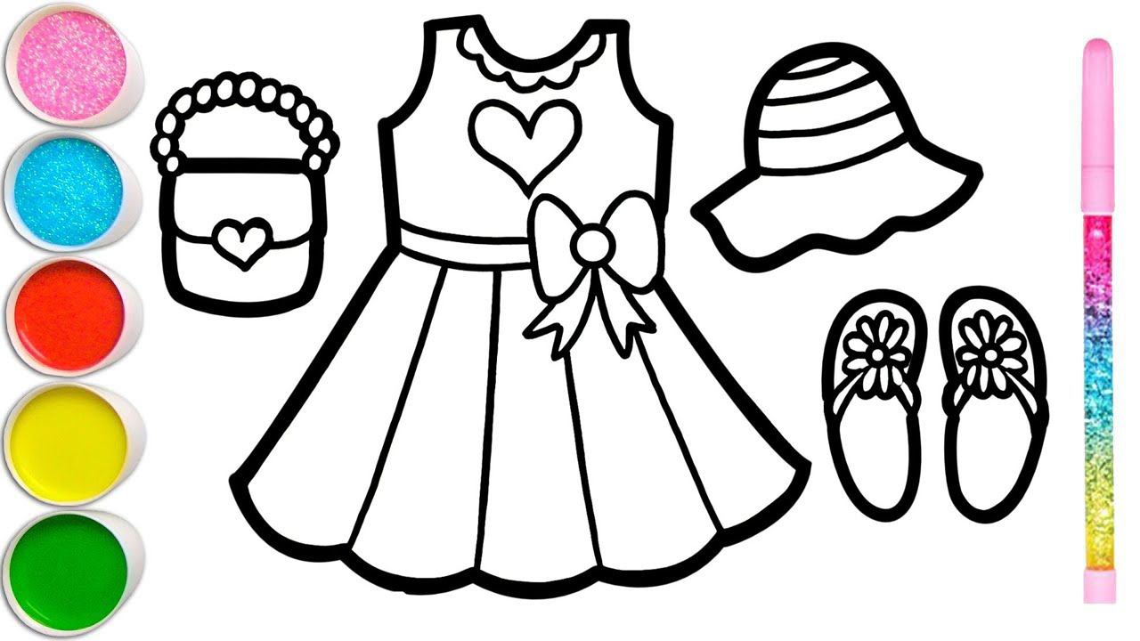 How to draw a dress and handbag for children, a stove, a house, a bed, a comb and a mirror смотреть онлайн