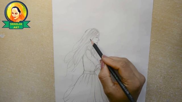 drawing girl with sketch board | Drawing Girl In front of a canvas pencil sketch | shailja art смотреть онлайн