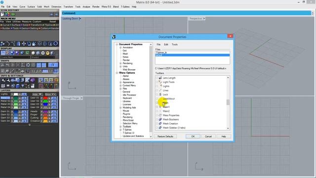 how to set the interface GEMVISION MATRIX 8 tabs RHINOCEROS 5 смотреть онлайн