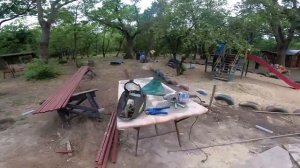 БЕСЕДКА из арт бетона декоративный камень и брёвна из цемента в виде старого дерева