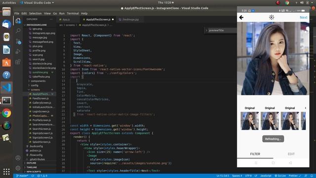 React Native Instagram Clone Apply effect Functionality & UI- Part 16 смотреть онлайн