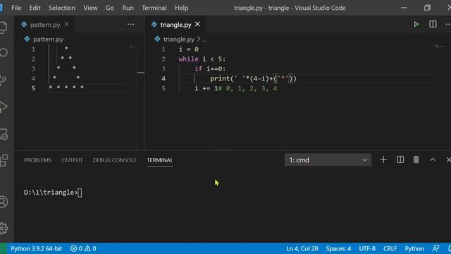 32 Line/Hollow Triangle/Pyramid Pattern without any pre-defined method using while loop in Python смотреть онлайн