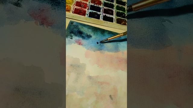Продолжаю рисовать пейзаж (2 часть) #пейзаж #акварель смотреть онлайн