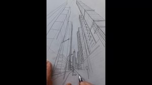 Как нарисовать  пейзаж города. Рисуем карандашом архитектурный скетч.