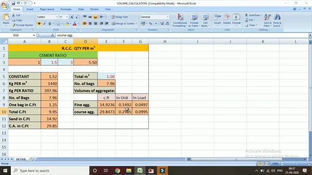 Calculation of Quantity of RCC M20 in Excel download|How to calculate Cement, Sand, and Aggregate смотреть онлайн