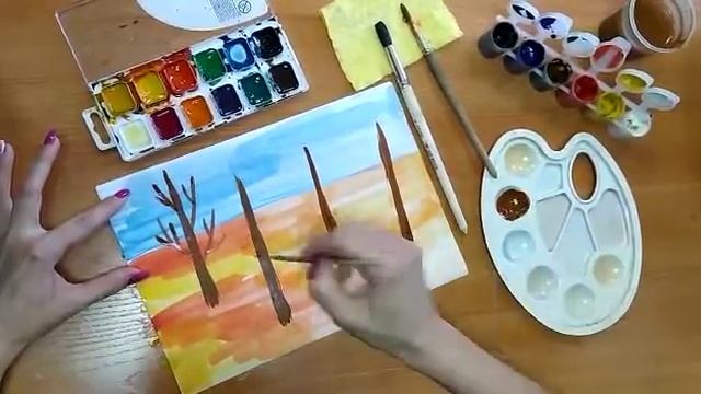 Техника рисование пейзажа смотреть онлайн