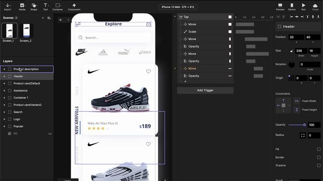Анимация дизайна мобильного приложения IOS в ProtoPie