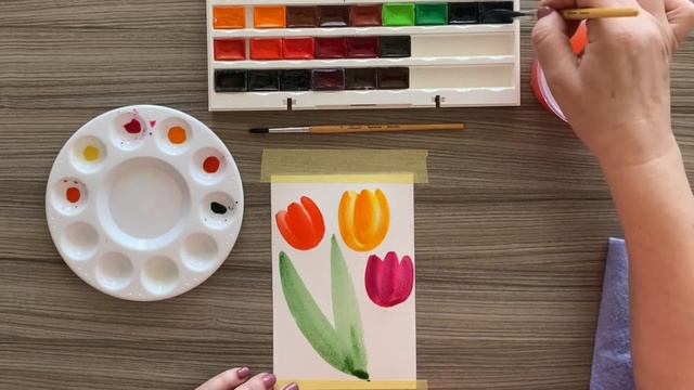 Рисуем тюльпаны. Рисуем тюльпаны акварелью. смотреть онлайн