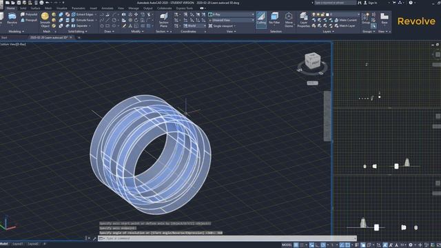 Autocad 3D - Revolve tutorial смотреть онлайн