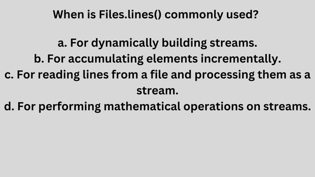 Diff Stream.Builder and Files.lines() in Java - MCQ смотреть онлайн
