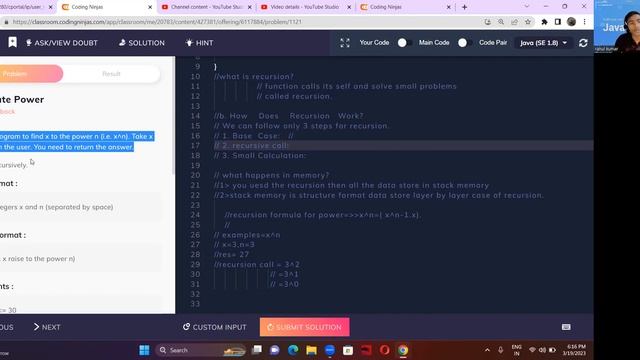 Calculate Power using recursion (DSA important question) #dsa. смотреть онлайн