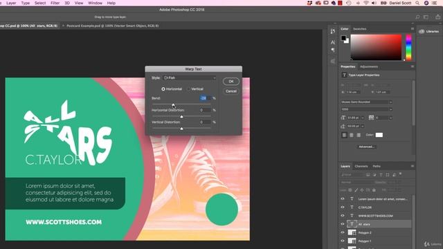 Adobe Photoshop Tutorials 14 How to warp text in Adobe Photoshop CC смотреть онлайн