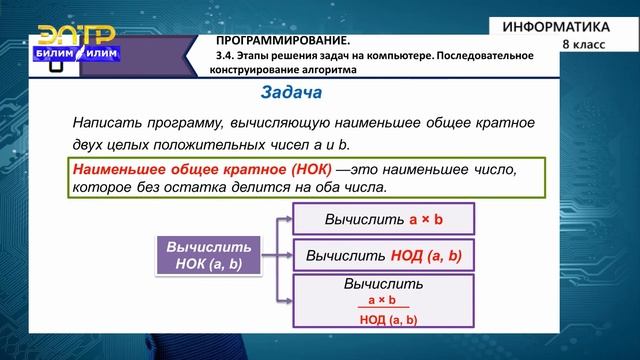 8-класс | Информатика |Этапы решения задач на компьютере. Последовательное конструирование алгоритм смотреть онлайн