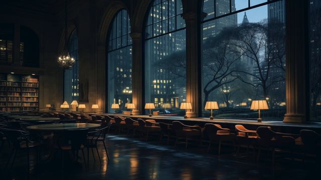 Library Ambience ⛈️   Rain Sounds, Thunder And Study ASMR   Relax, Focus & Sleep