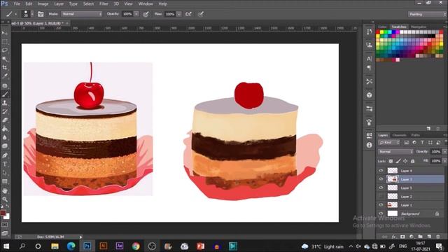 How to Paint Cake Dessert | Step by Step Digital Art Lessons | Photoshop Tutorial | Digital Paintin смотреть онлайн