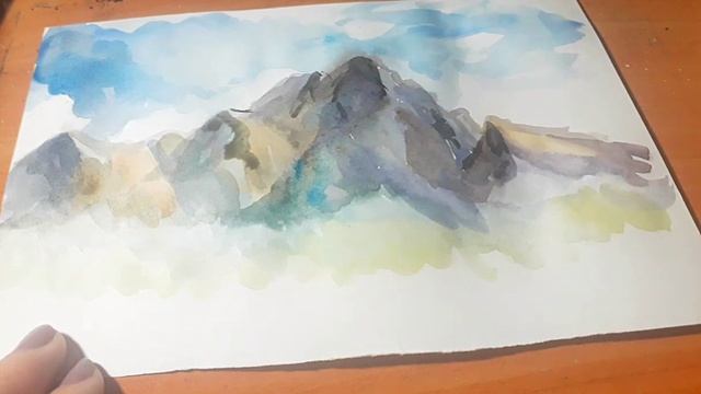 Как рисовать акварелью. Горы. Пейзаж. смотреть онлайн