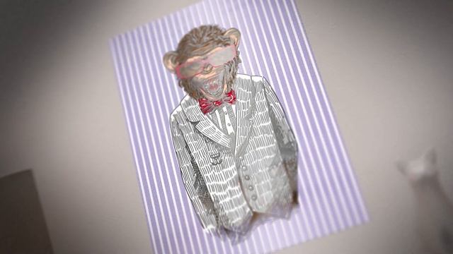 Chimpanzee with red glasses 3D Poster смотреть онлайн