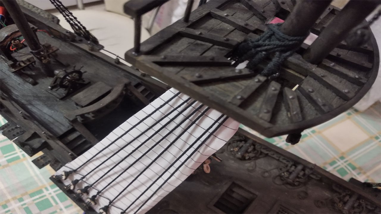 № 85 Сборка модели корабля черная жемчужина. Ванты на топи мачты. смотреть онлайн